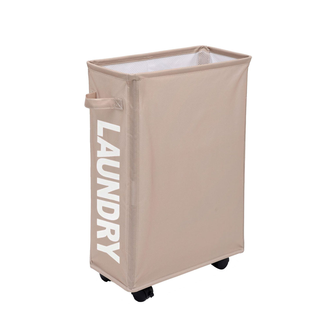 Rolling Laundry Basket with Wheels - 42L Capacity, Coffee, 39*18.5*58CM