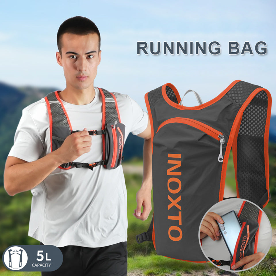 Lightweight Hydration Running Vest with 5L Capacity and Reflective Strips, Light Green