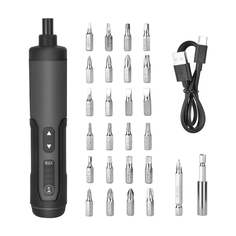 3.6V Li-ion Cordless Electric Screwdriver Set with 24 Bits, LED Light, and Torque Adjustment, 250rmp