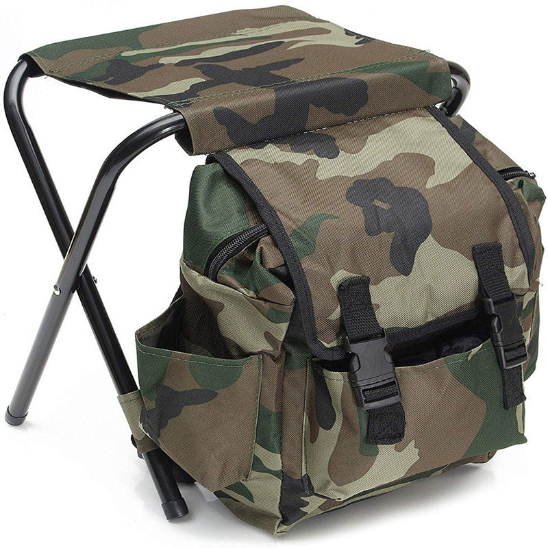 Camo Foldable Backpack Stool for Outdoor Camping, Fishing, and Hiking