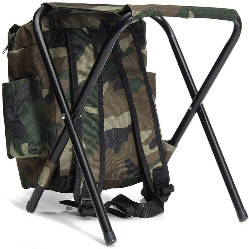 Camo Foldable Backpack Stool for Outdoor Camping, Fishing, and Hiking