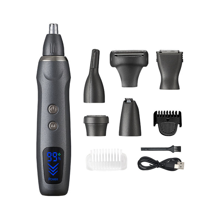 6-in-1 Rechargeable Electric Grooming Kit with Interchangeable Heads and LED Display