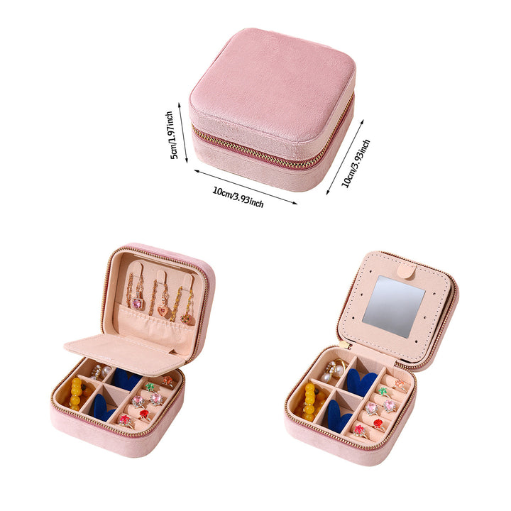 2PCS White Portable Travel Jewelry Box with Mirror and Compartments