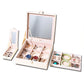 White Luxury Quilted Jewelry Storage Box with Mirror and Multi-Layer Compartments