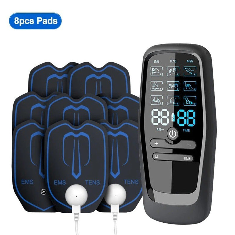 Dual Output EMS/TENS Massage Device with 9 Modes and Type-C Charging, (8 Adhesive Pads)