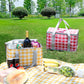 2PCS Yellow Insulated Picnic Lunch Bag with Checkered Design, Thermal Storage for Hot and Cold Items