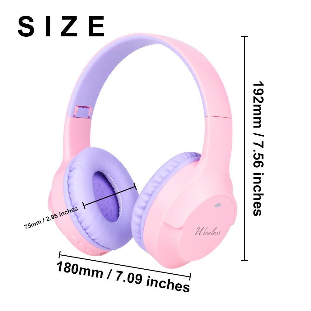 Pink Wireless Bluetooth Headphones with Hi-Fi Bass, Foldable Design, and Card Slot