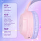 Pink Wireless Bluetooth Headphones with Hi-Fi Bass, Foldable Design, and Card Slot