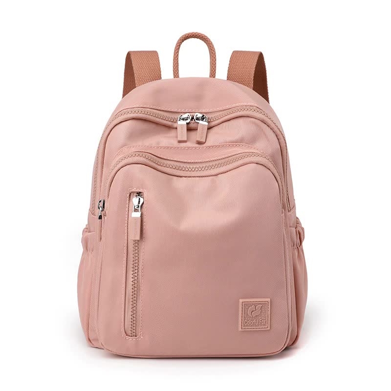 Pink Mini Nylon Multi-Compartment Backpack - Lightweight and Stylish Everyday Bag