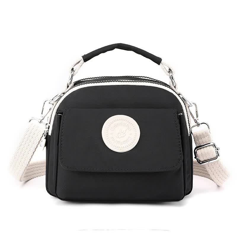 Black Compact Nylon Crossbody Bag - Stylish and Versatile Shoulder Purse