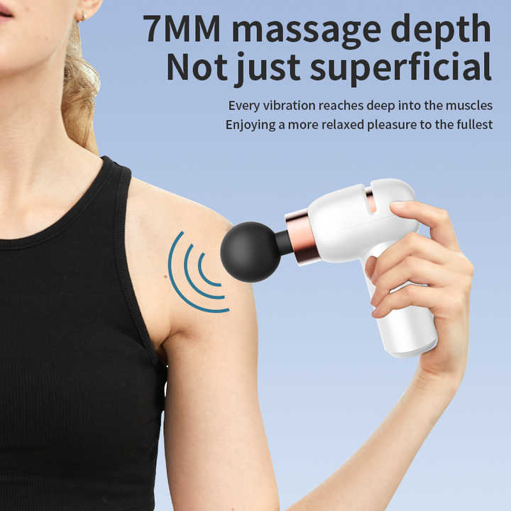 LC-005-White Portable Mini Massage Gun - Quiet Muscle Massager with 6 Speeds