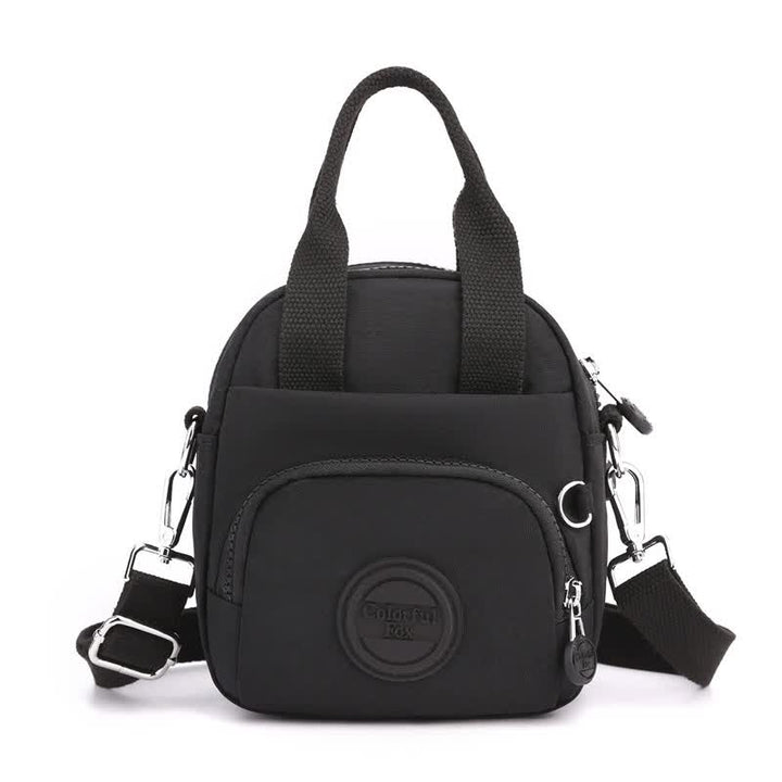 Black Mini Waterproof Nylon Backpack - Lightweight Casual Crossbody Bag