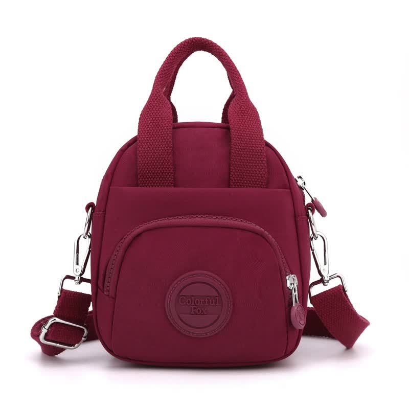 Red Mini Waterproof Nylon Backpack - Lightweight Casual Crossbody Bag