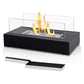 Not removable Portable  Tabletop Bioethanol Fireplace - Black Rectangular Design with Glass Shields