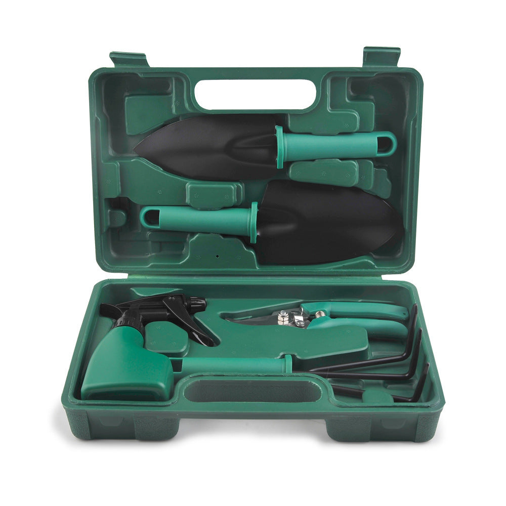 YL/L05 Green 5-Piece Compact Gardening Tool Set with Durable Case - Essential for Home Gardens