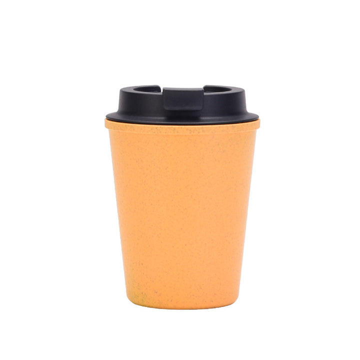 Yellow 350ml Wheat Straw Double-Layer Coffee Cup - Eco-Friendly and Lightweight