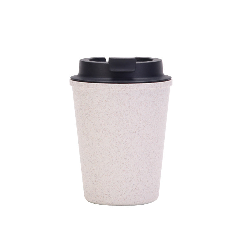 White 350ml Wheat Straw Double-Layer Coffee Cup - Eco-Friendly and Lightweight