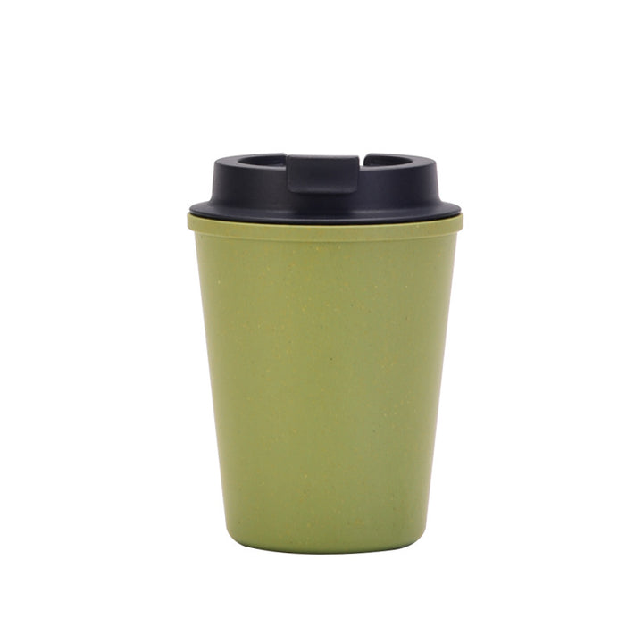 Green 350ml Wheat Straw Double-Layer Coffee Cup - Eco-Friendly and Lightweight