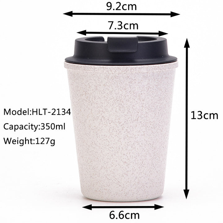 Blue 350ml Wheat Straw Double-Layer Coffee Cup - Eco-Friendly and Lightweight