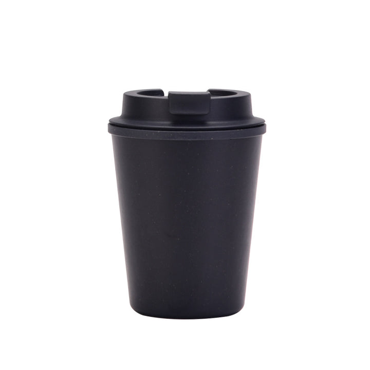 Black 350ml Wheat Straw Double-Layer Coffee Cup - Eco-Friendly and Lightweight