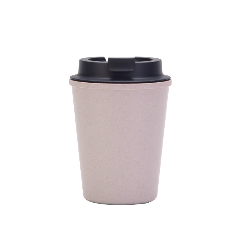 Gray 350ml Wheat Straw Double-Layer Coffee Cup - Eco-Friendly and Lightweight