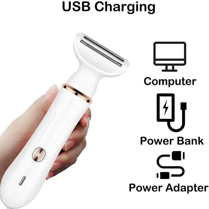 2-in-1 Electric Lady Shaver with Precision Tip - Portable and Rechargeable Grooming Tool