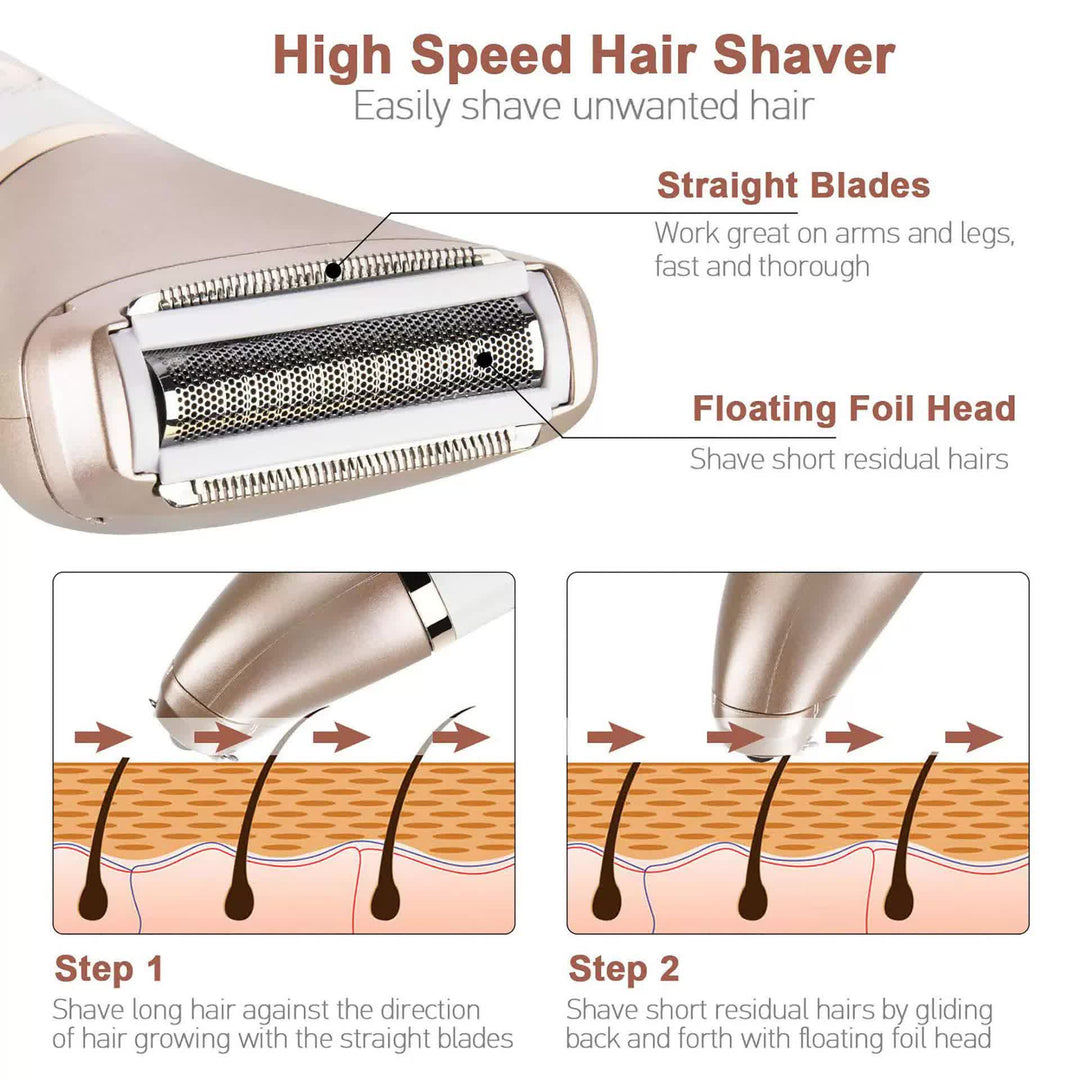 Elegant Rechargeable Electric Lady Shaver with Replaceable Head - Portable Grooming Solution