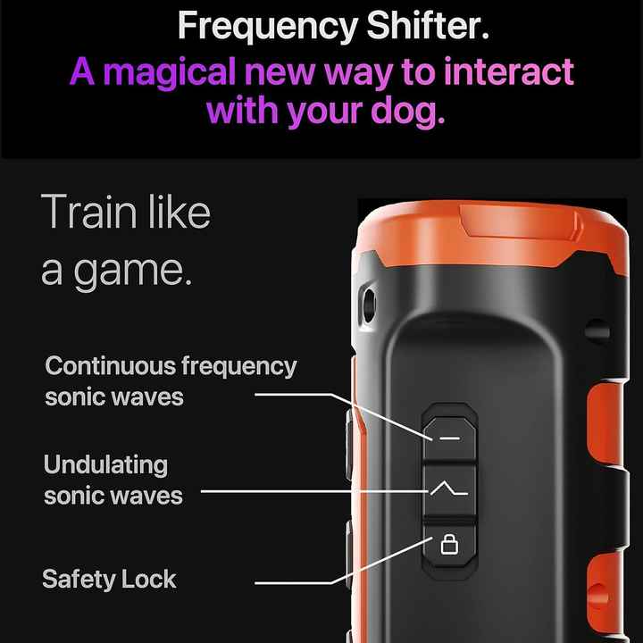 Orange Multifunctional Ultrasonic Dog Repeller & Flashlight - Long-Range SOS Emergency Light