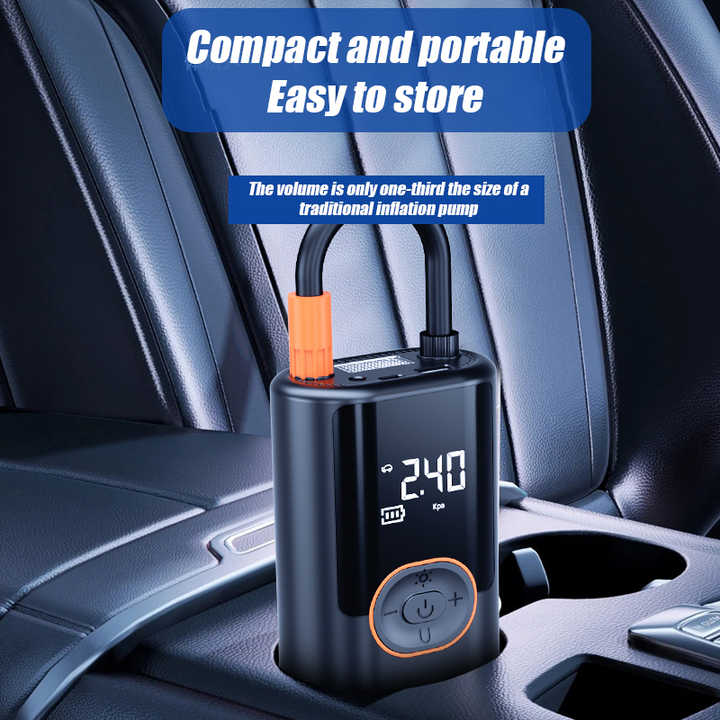 Portable Wireless Air Pump with Power Bank Function - 100W Tire Inflator with LED Display