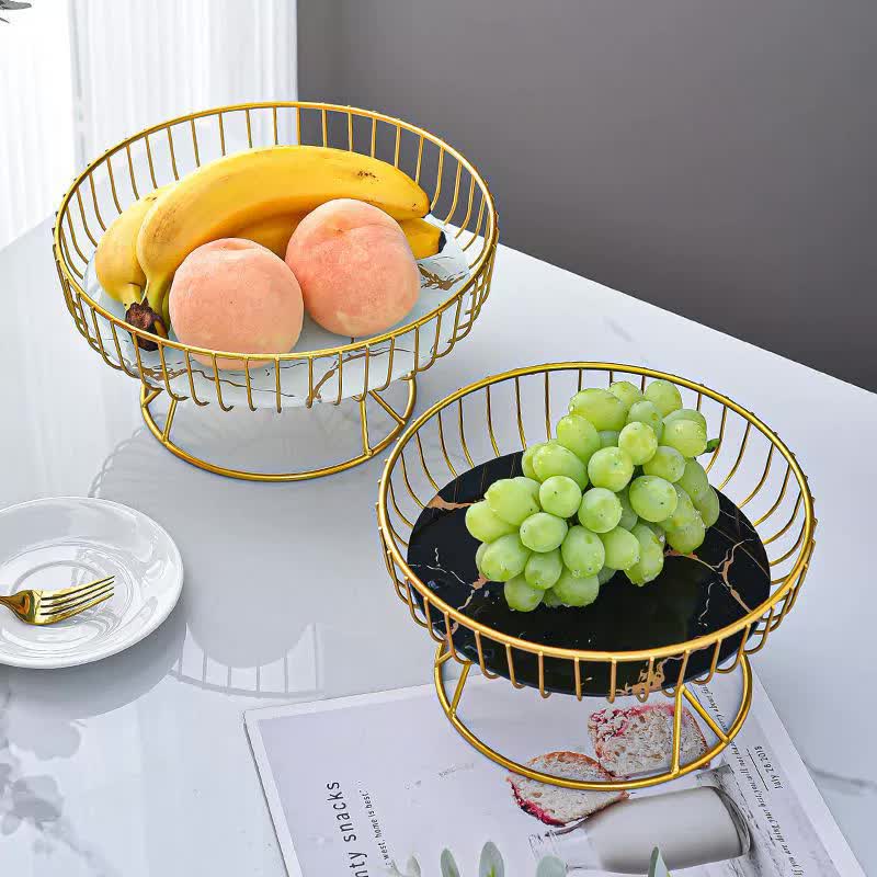 Elegant Iron Art Glass Serving Tray（White Glass) – Round Design with Gold Finish