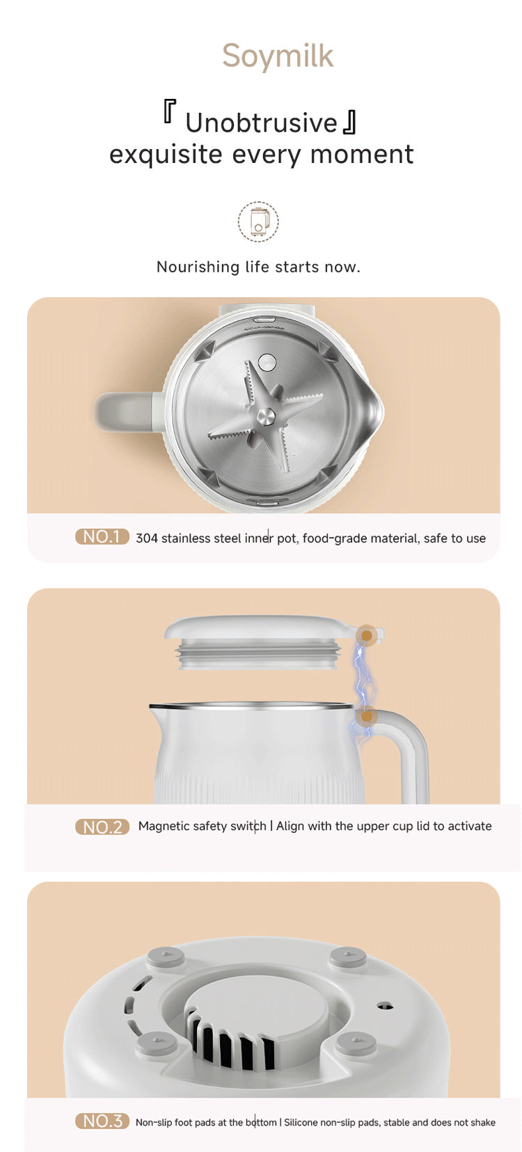 Multifunctional High-Speed Soy Milk Maker with 1.2L Capacity and Bottom Heating