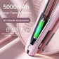 Pink Wireless Rechargeable Hair Straightener with 5000mAh Battery - Portable Design & Adjustable Temperature