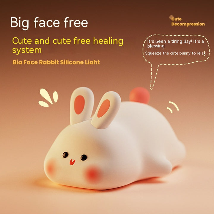 Cute Silicone Rabbit Night Light with Voice Control