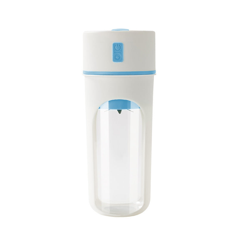 Blue Portable USB Rechargeable Juicer Bottle - 2-in-1 Blender and Drink Cup, 480mL