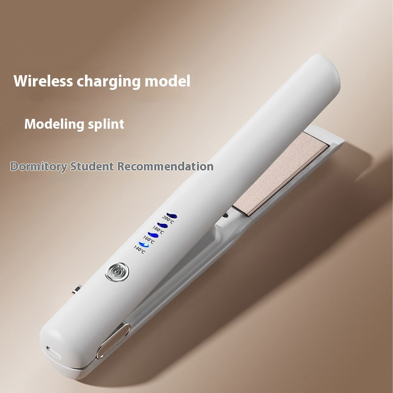 White Portable Wireless Hair Straightener with Adjustable Temperature - USB Type-C Charging, Lightweight Design