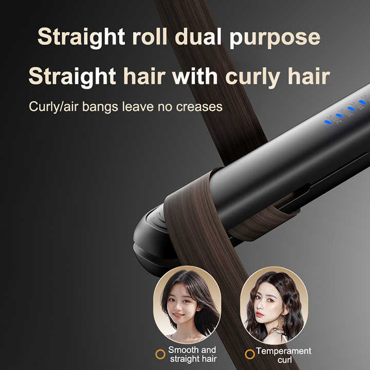 White Portable Wireless Hair Straightener with Adjustable Temperature - USB Type-C Charging, Lightweight Design