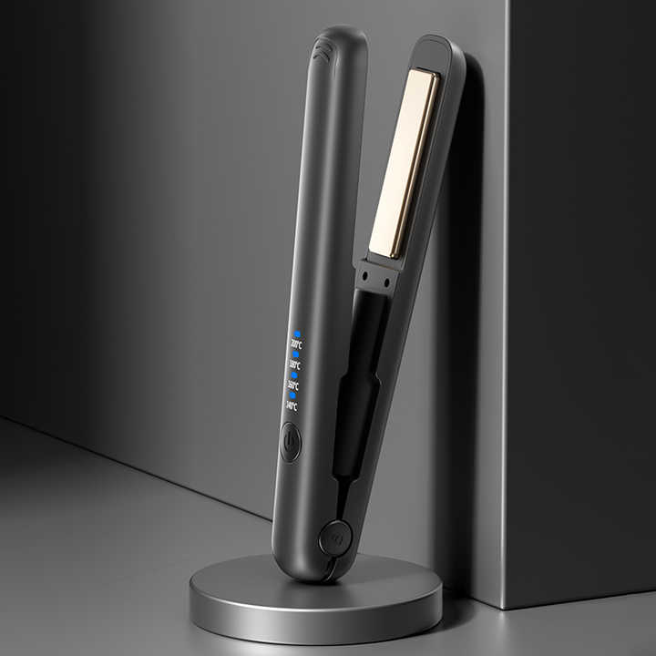 Black Portable Wireless Hair Straightener with Adjustable Temperature - USB Type-C Charging, Lightweight Design