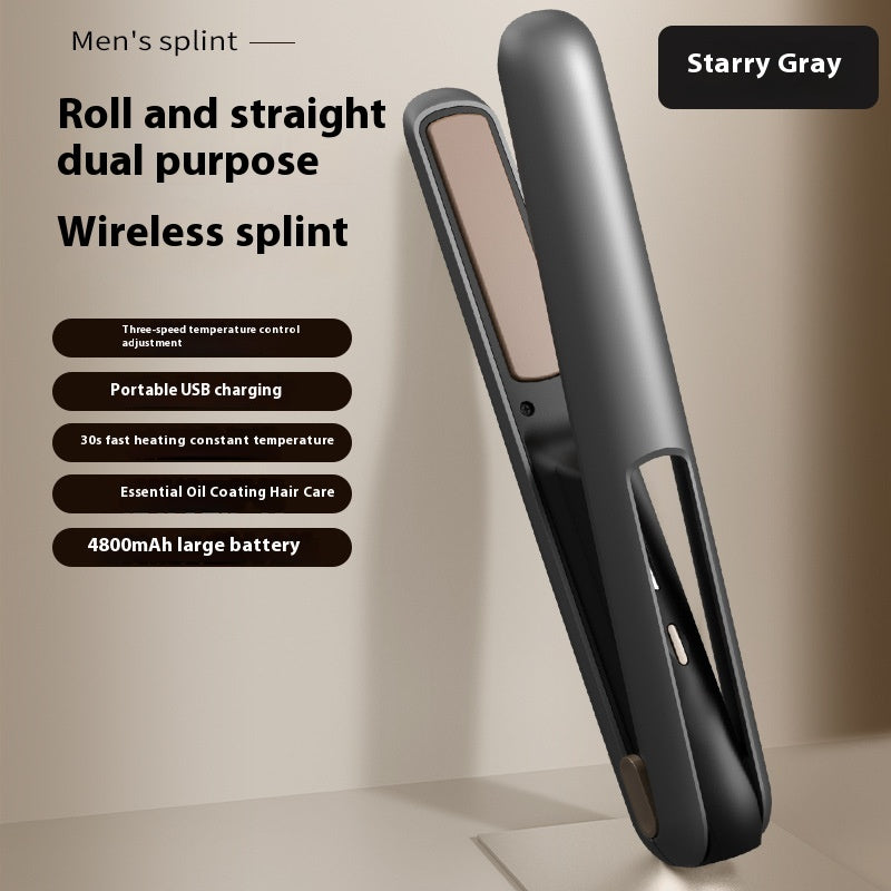 Starry  Gray Wireless USB Charging Hair Straighteners Volume Straight Two-in-one