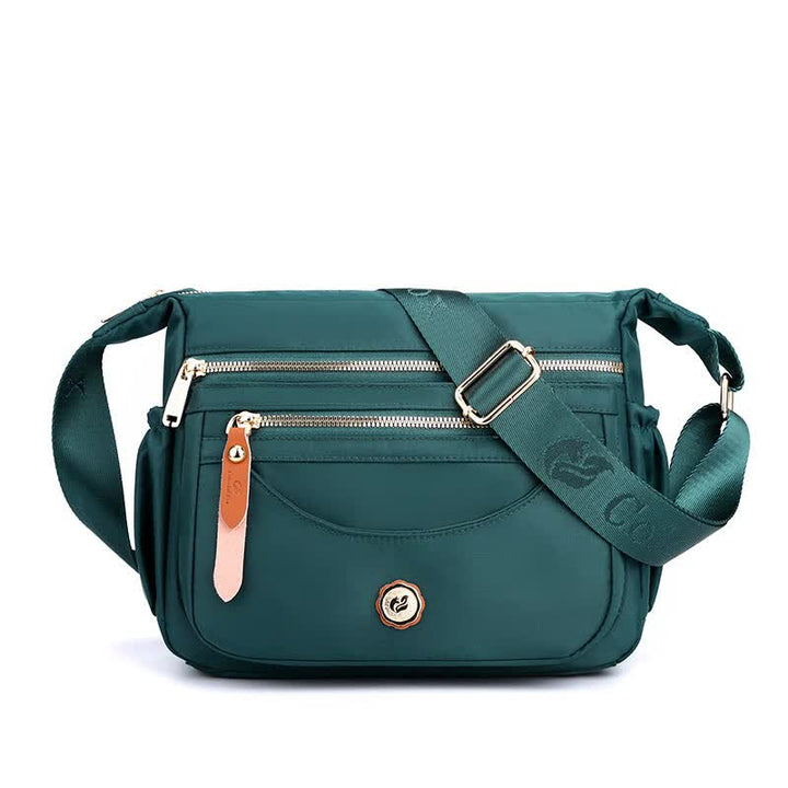 Dark Green Nylon Crossbody Bag with Multiple Compartments - Compact and Stylish Design