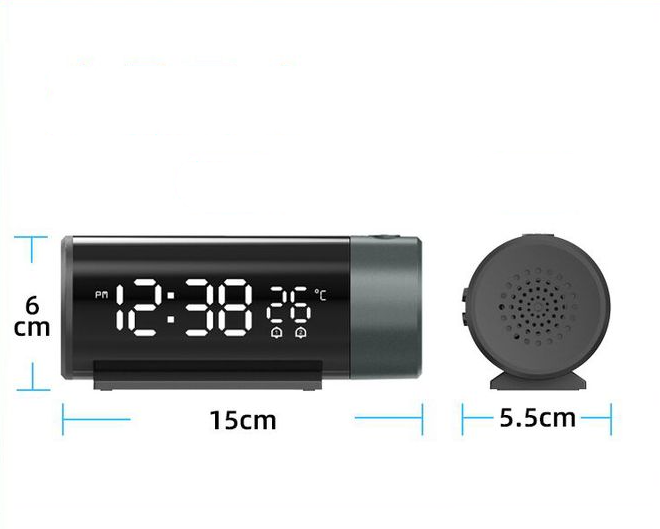 Projection Alarm Clock with LED Display - Dual Alarms and USB Charging