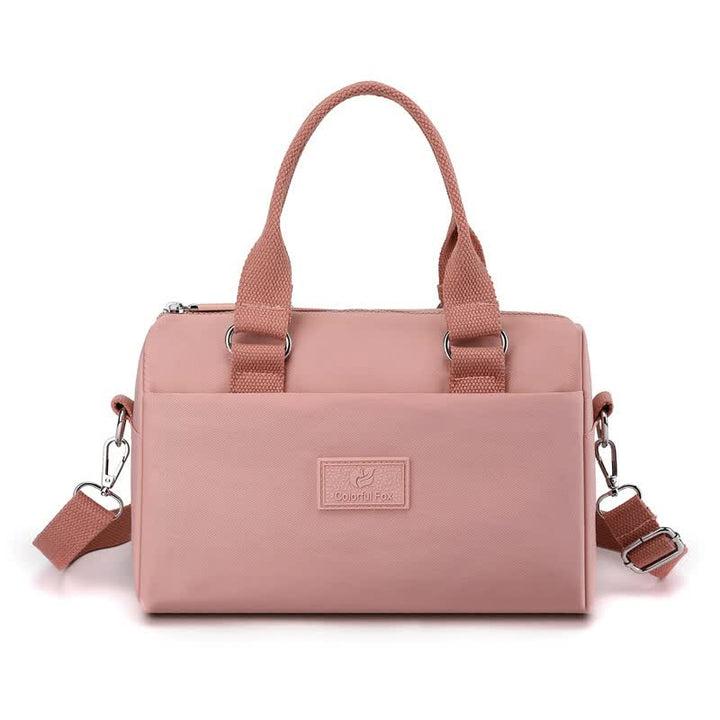 0486# Pink Multifunctional Nylon Shoulder Bag - Lightweight and Spacious Handbag for Women, 27x18x14cm