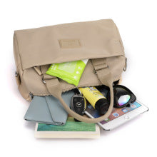 0486# Light Green Multifunctional Nylon Shoulder Bag - Lightweight and Spacious Handbag for Women, 27x18x14cm