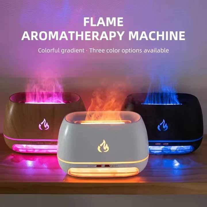 White LED Flame Aromatherapy Diffuser with Humidifier - Ambient Light Essential Oil Diffuser