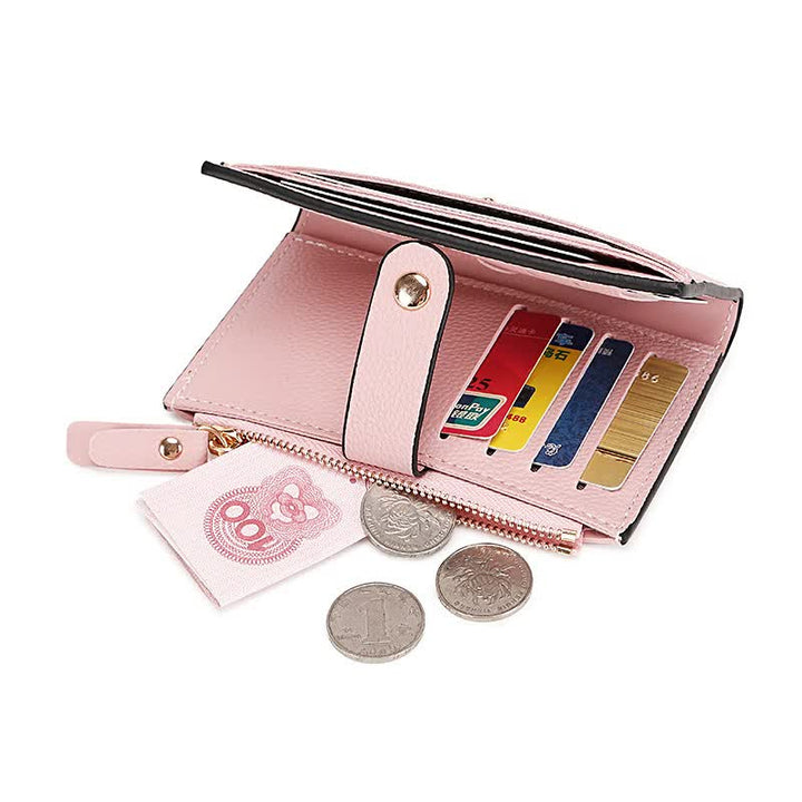 3 PCS Wallets Apricot Women's Small Zipper Snap Card Wallet, Ladies PU Leather Credit Card Holder with Coin Pocke