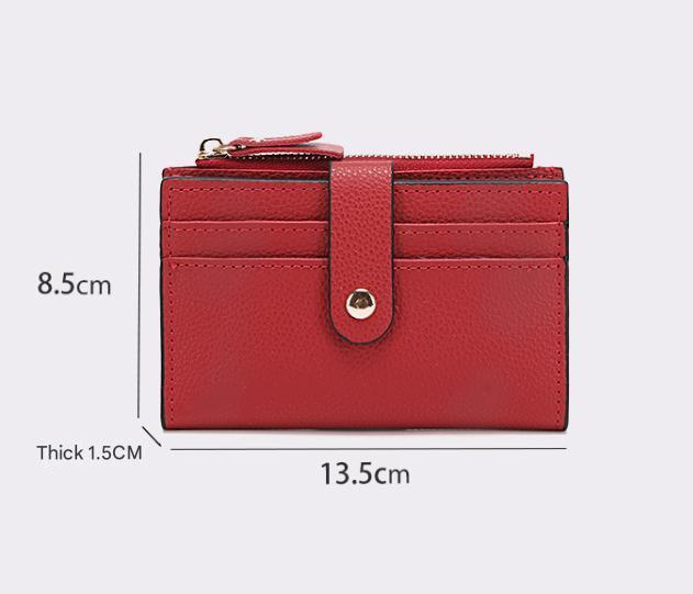 3 PCS Wallets Apricot Women's Small Zipper Snap Card Wallet, Ladies PU Leather Credit Card Holder with Coin Pocke