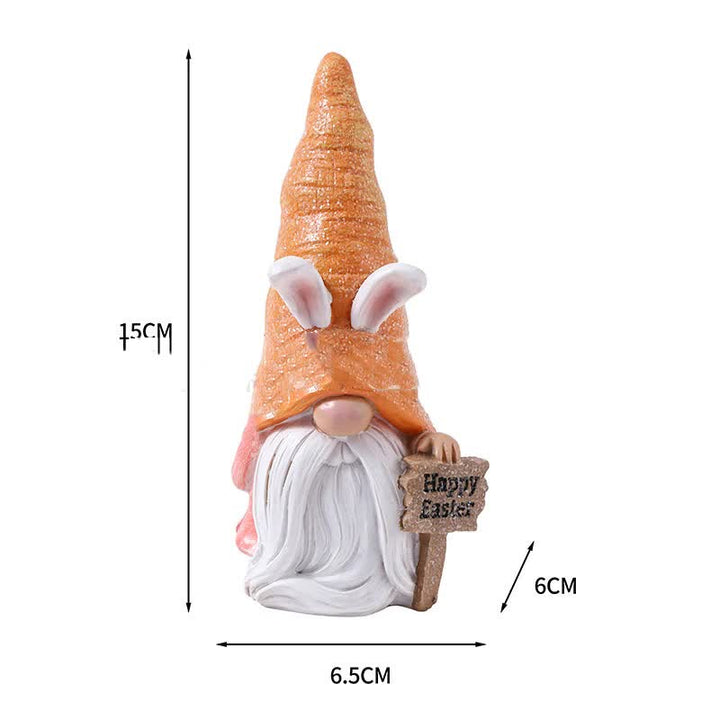 Easter Bunny Gnome Figurines - Handmade Carrot Hat Decorations for Easter Home Decor