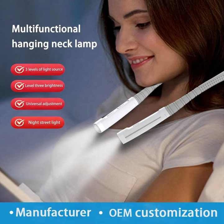 Blue Hands-Free Adjustable LED Neck Reading Light with 3 Modes for Night Walking and Reading