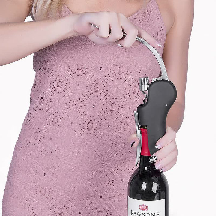 Red Ergonomic Lever-Action Corkscrew Wine Opener with Foil Cutter