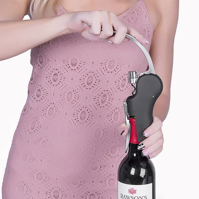 Five-piece Set Ergonomic Lever-Action Corkscrew Wine Opener with Foil Cutter