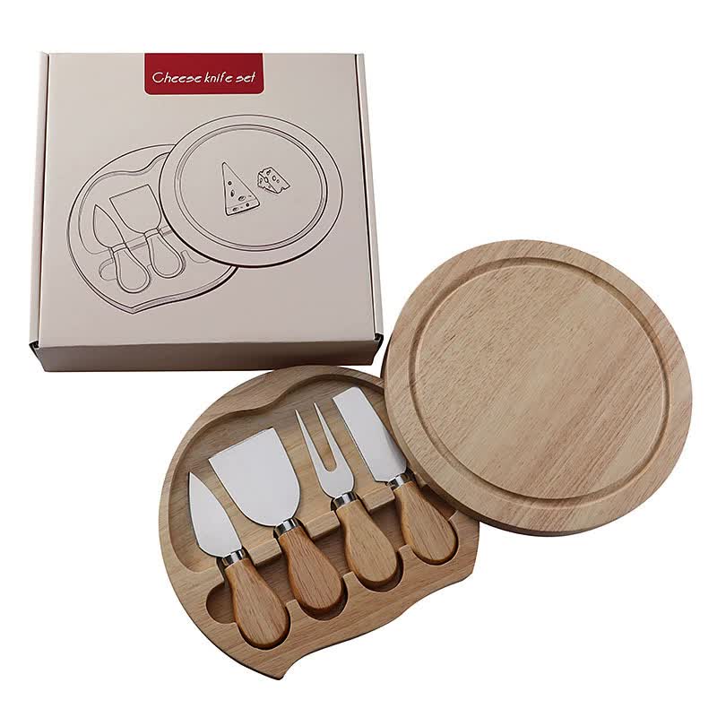 Steel Premium Wooden Cheese Board Set with Knives - Perfect for Entertaining